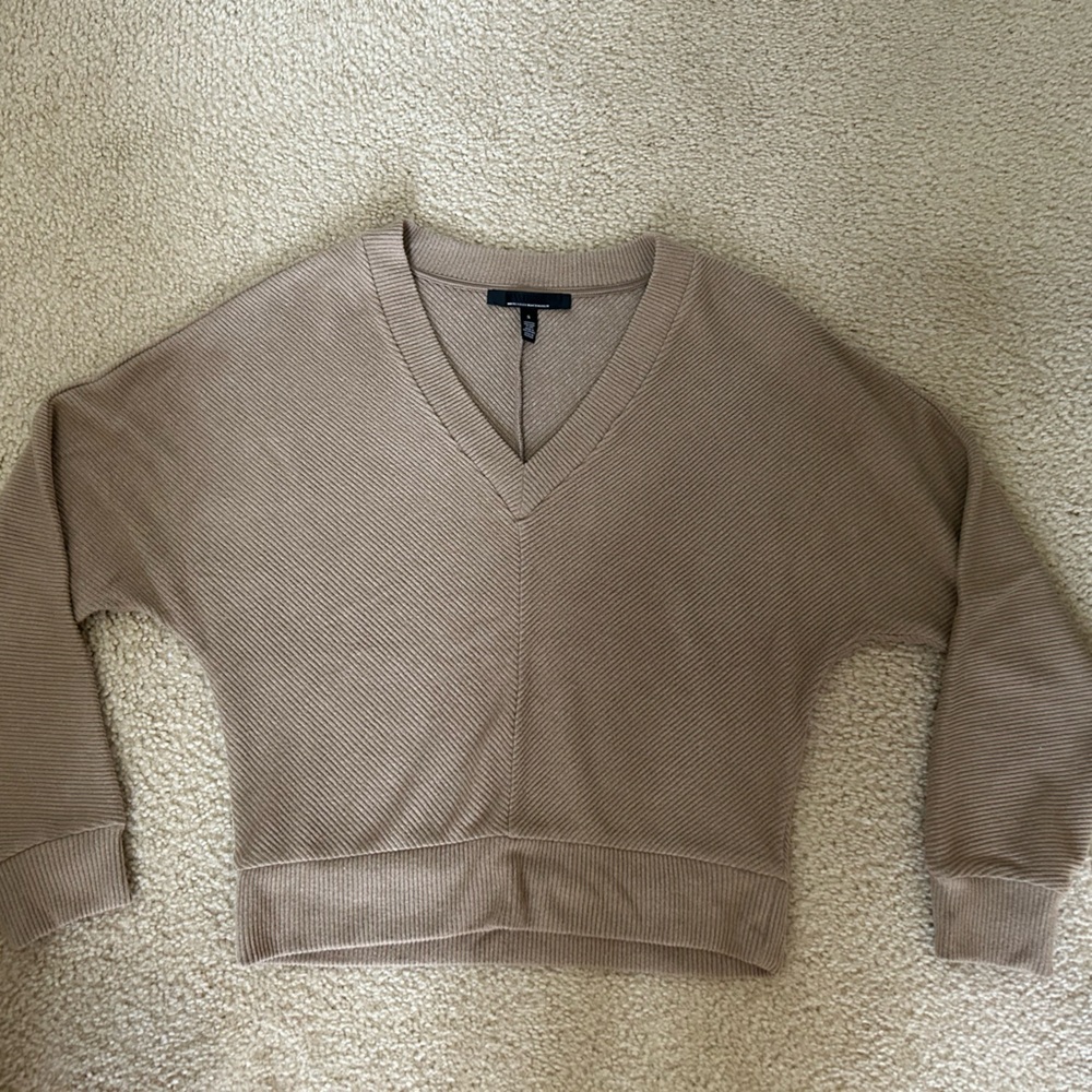 White House Black Market Tan V-Neck Sweater
